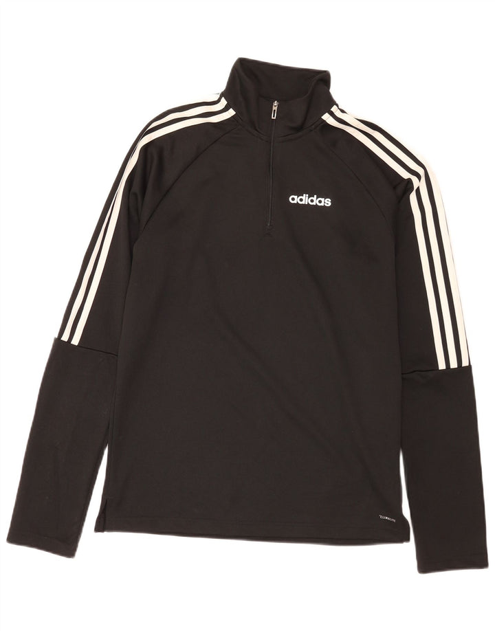 Adidas Mens Climalite Zip Neck Pullover Tracksuit Top Small Black Polyester