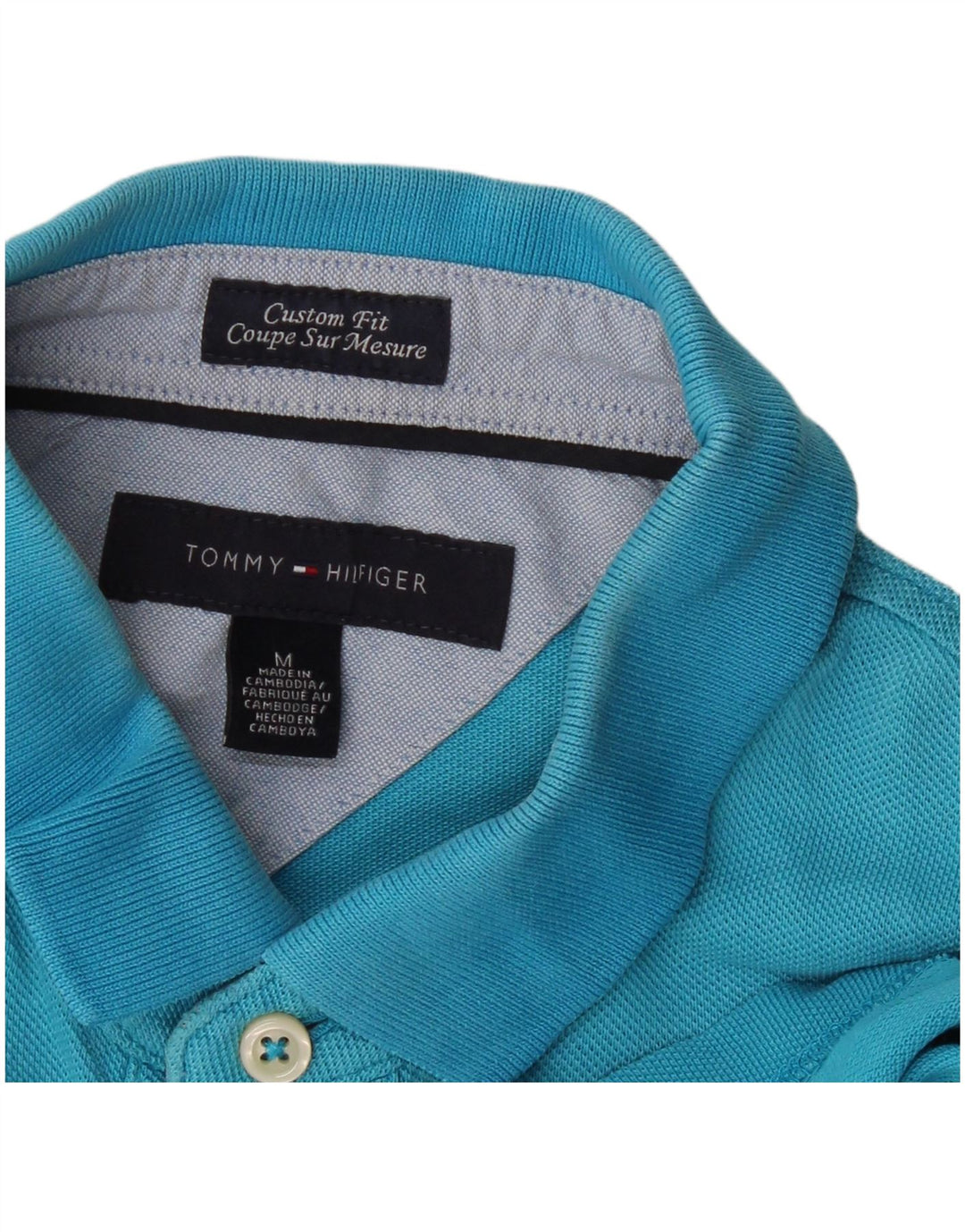 TOMMY HILFIGER Mens Custom Fit Polo Shirt Medium Blue
