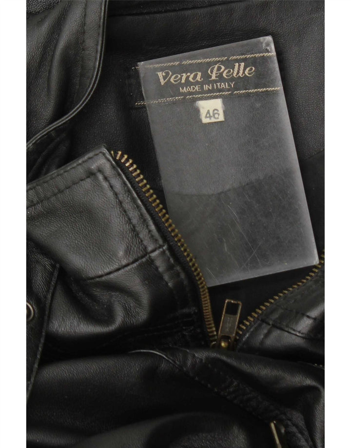 Vintage Womens Leather Jacket IT 46 Large Black Leather