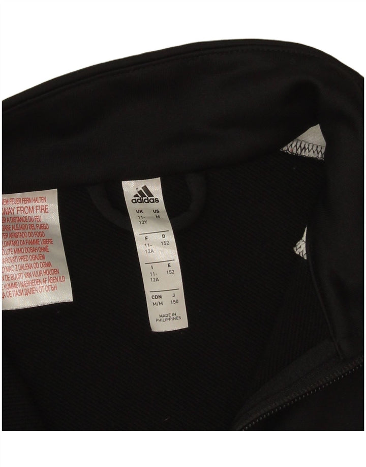 Adidas Boys Tracksuit Top Jacket 11-12 Years Black Colourblock Polyester
