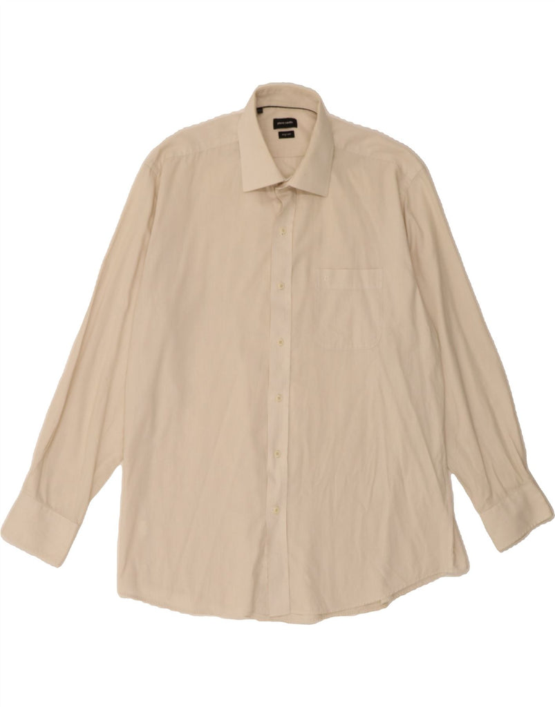 PIERRE CARDIN Mens Shirt Size 42 16 1/2 Large Off White Pinstripe Cotton Vintage Pierre Cardin and Second-Hand Pierre Cardin from Messina Hembry 
