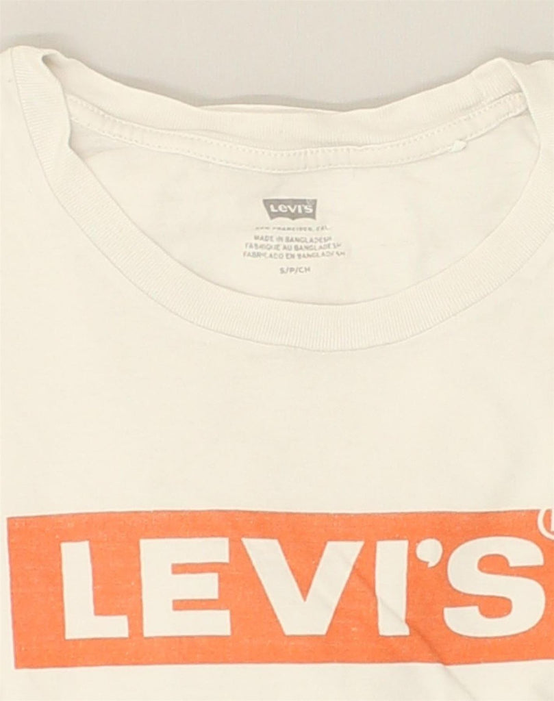 LEVI'S Womens Loose Fit Graphic T-Shirt Top UK 10 Small White Cotton | Vintage Levi's | Thrift | Second-Hand Levi's | Used Clothing | Messina Hembry 