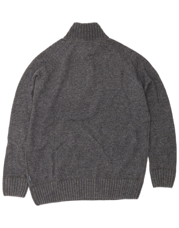 Howick Mens Zip Neck Jumper Sweater Large Grey Wool