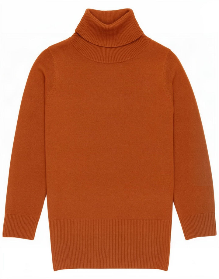 Marks & Spencer Womens Longline Roll Neck Jumper Sweater UK 12 Medium Brown