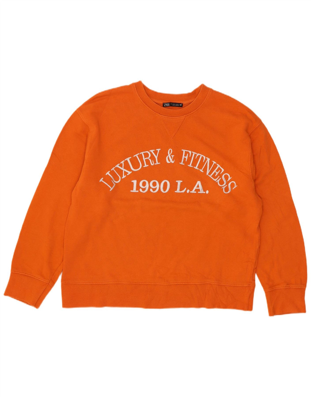 Zara Womens Graphic Oversized Sweatshirt Jumper UK 10 Small Orange Cotton