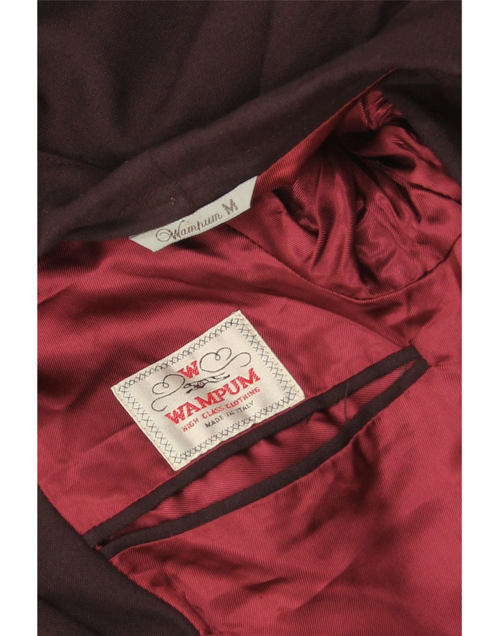 Wampum Mens 2 Button Blazer Jacket UK 38 Medium Burgundy Viscose