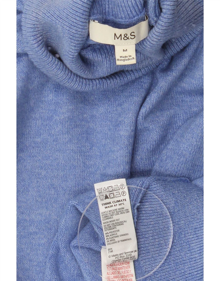 Marks & Spencer Mens Roll Neck Jumper Sweater Medium Blue Polyester