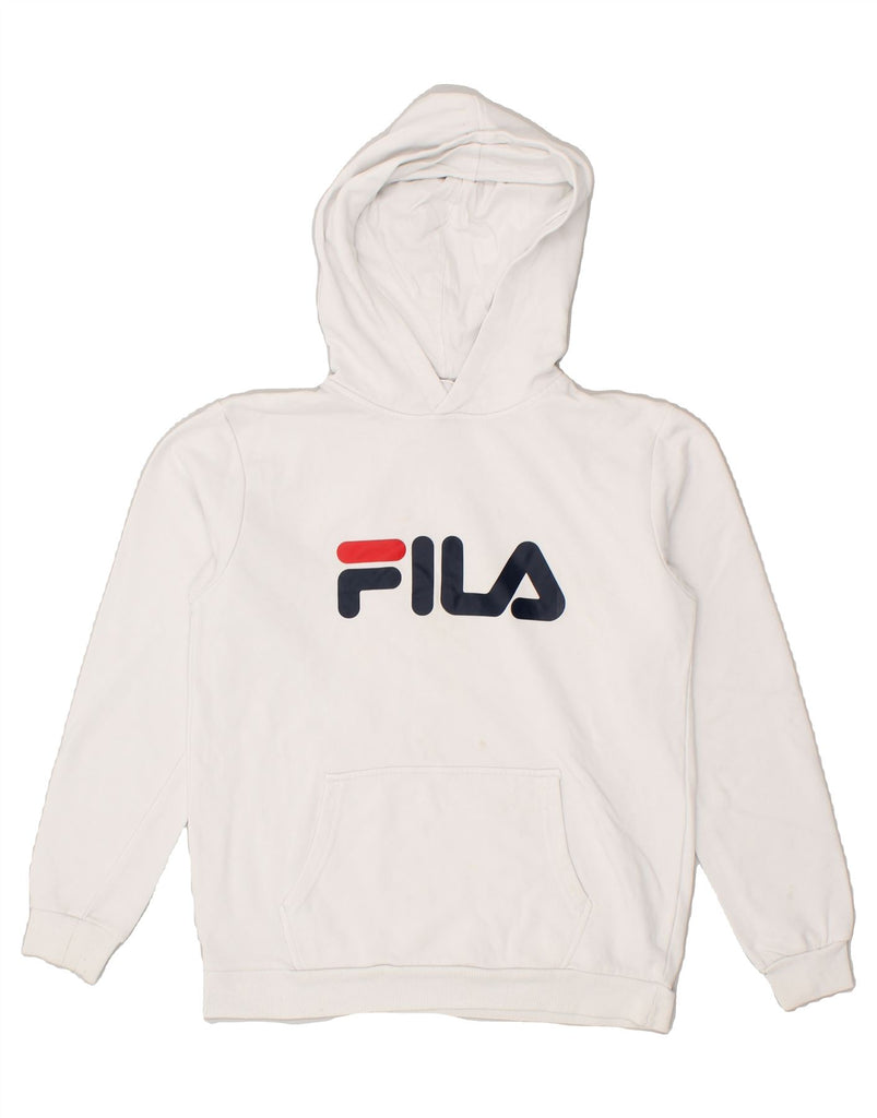 FILA Boys Graphic Hoodie Jumper 11-12 Years White Cotton | Vintage Fila | Thrift | Second-Hand Fila | Used Clothing | Messina Hembry 