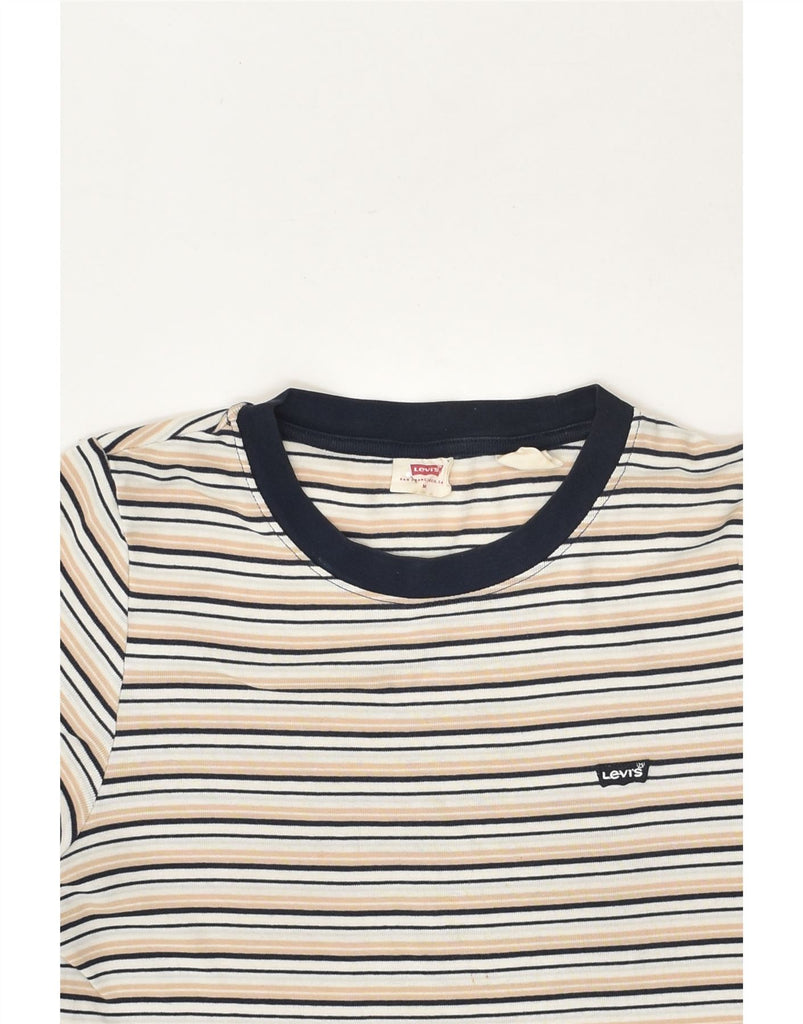 LEVI'S Womens T-Shirt Top UK 12 Medium Beige Striped | Vintage Levi's | Thrift | Second-Hand Levi's | Used Clothing | Messina Hembry 