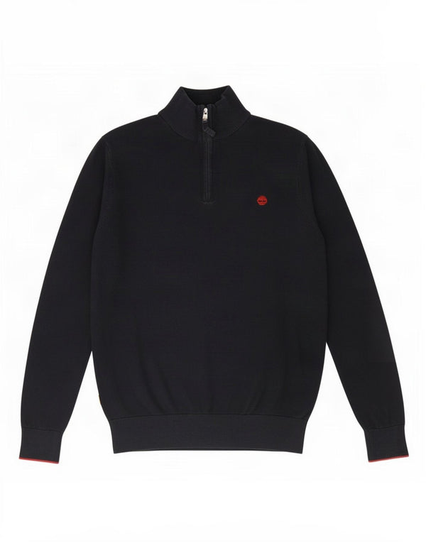 Timberland Mens Zip Neck Jumper Sweater Small Navy Blue Cotton