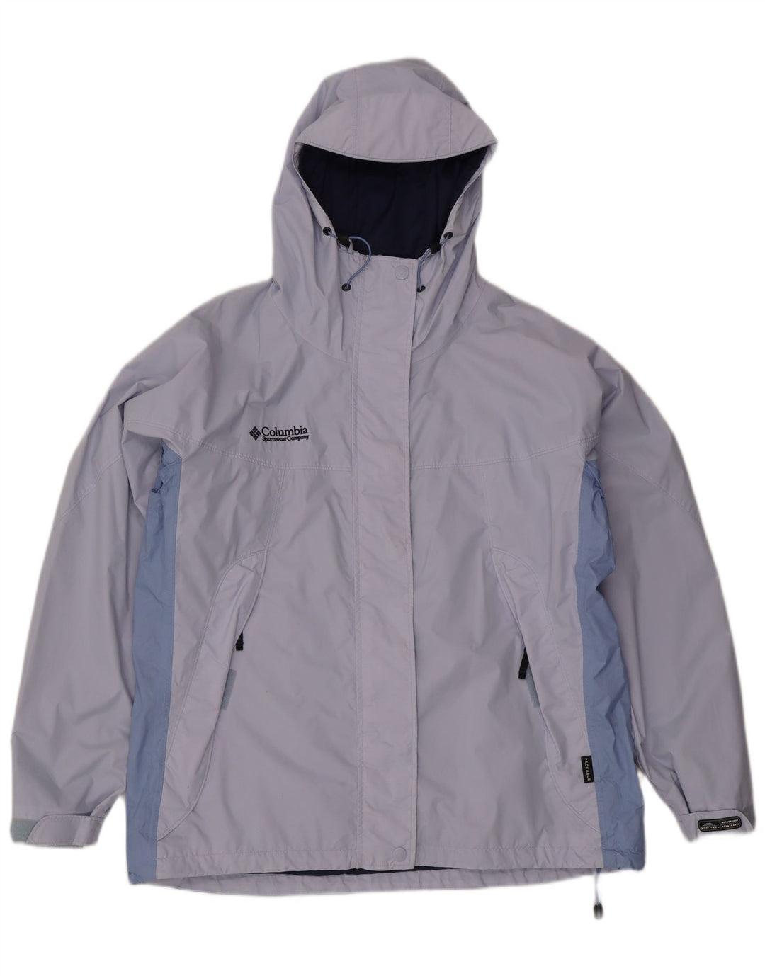 Champion Womens Oversized Hooded Rain Jacket UK 18 XL Blue Colourblock