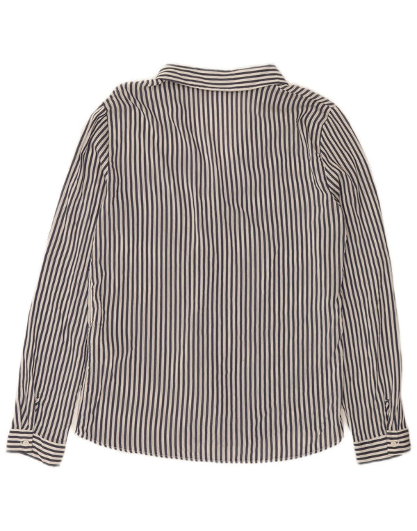 Zara Womens Loose Fit Shirt UK 6 XS Blue Striped Viscose
