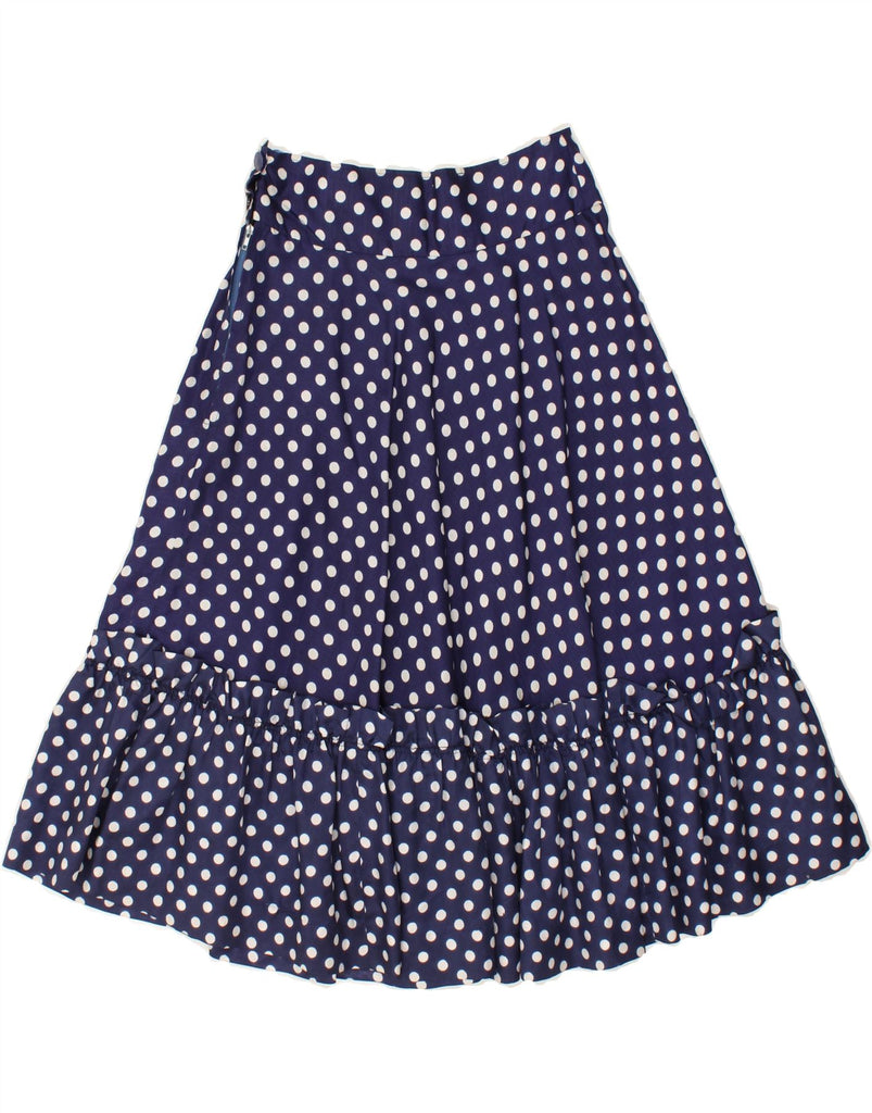 VINTAGE Womens High Waist A-Line Skirt W28 Medium Navy Blue Polka Dot Vintage Vintage and Second-Hand Vintage from Messina Hembry 