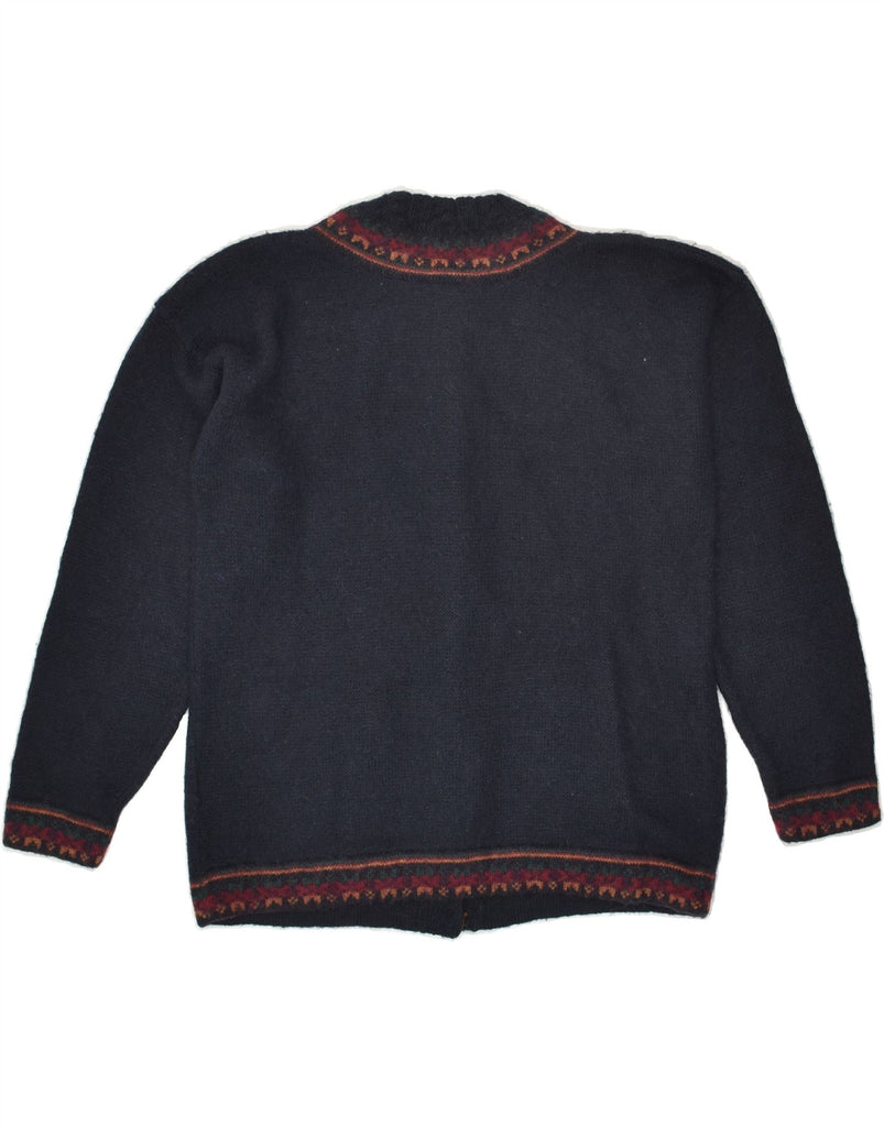 VINTAGE Womens Cardigan Sweater UK 14 Large Navy Blue Fair Isle | Vintage Vintage | Thrift | Second-Hand Vintage | Used Clothing | Messina Hembry 