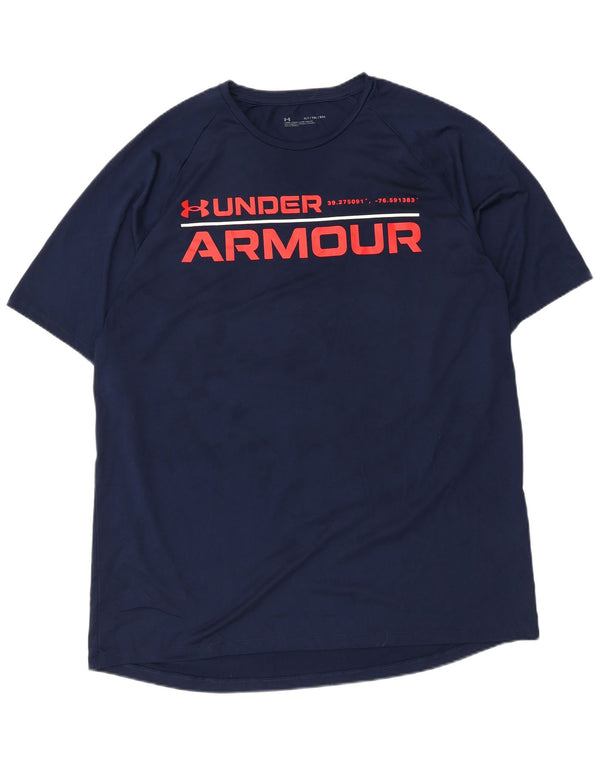 UNDER ARMOUR Mens Tall Graphic T-Shirt Top XL Navy Blue Polyester