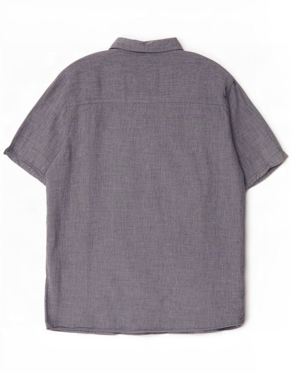 Fat Face Mens Short Sleeve Classic Fit Shirt Medium Navy Blue Flecked Linen