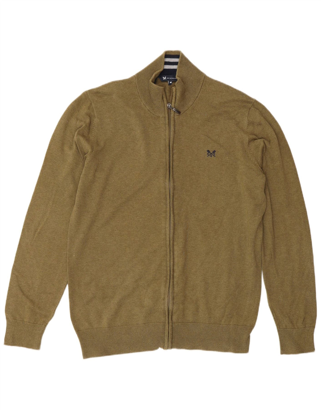 Crew Clothing Mens Cardigan Sweater Medium Khaki Cotton
