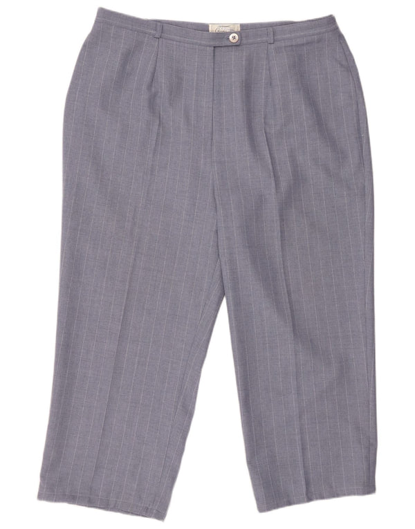 ST. BERNARD Womens High Waist Cropped Trousers UK 20 2XL W34 L24 Blue