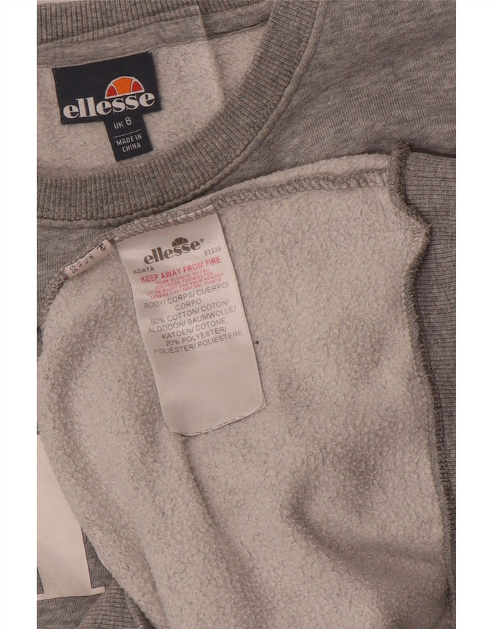 Ellesse Womens Graphic Oversized Sweatshirt Jumper UK 8 Small Grey Cotton