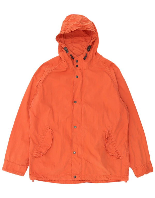 Fat Face Mens Hooded Windbreaker Jacket UK 40 Large Orange Cotton