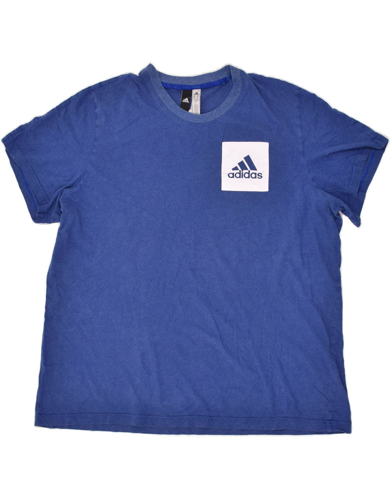 ADIDAS Mens Graphic T-Shirt Top 2XL Blue Cotton Vintage Adidas and Second-Hand Adidas from Messina Hembry 