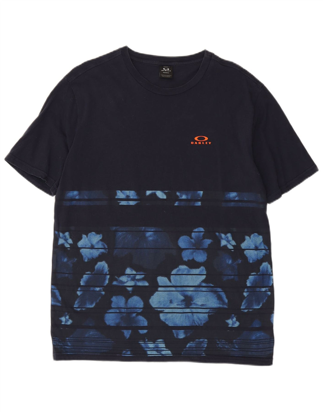 Oakley Mens Regular Fit T-Shirt Top Medium Navy Blue Floral