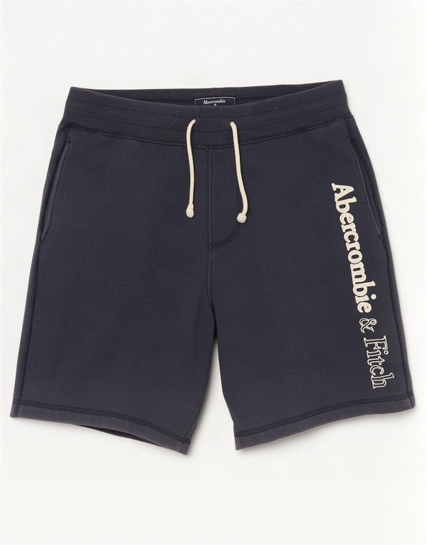 Abercrombie & Fitch Mens Graphic Sport Shorts Small Navy Blue Cotton
