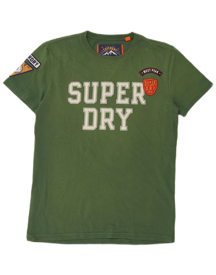 SUPERDRY Mens Graphic T-Shirt Top Small Green Cotton