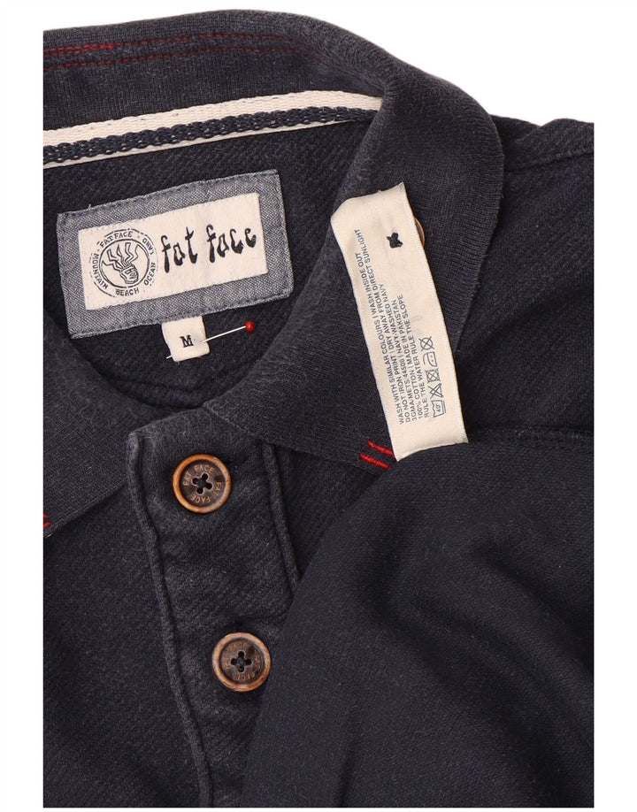 Fat Face Mens Long Sleeve Polo Shirt Medium Navy Blue Cotton