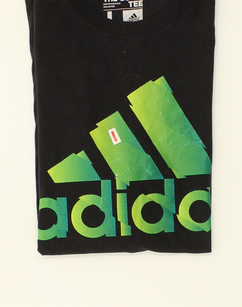 ADIDAS Womens The Go-To Tee Graphic T-Shirt Top UK 16 Large Black Cotton | Vintage Adidas | Thrift | Second-Hand Adidas | Used Clothing | Messina Hembry 