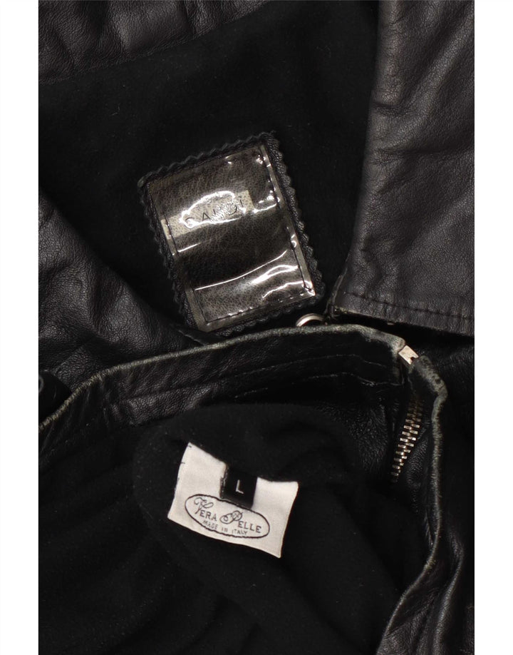 Gaudi Womens Leather Jacket UK 16 Large Black