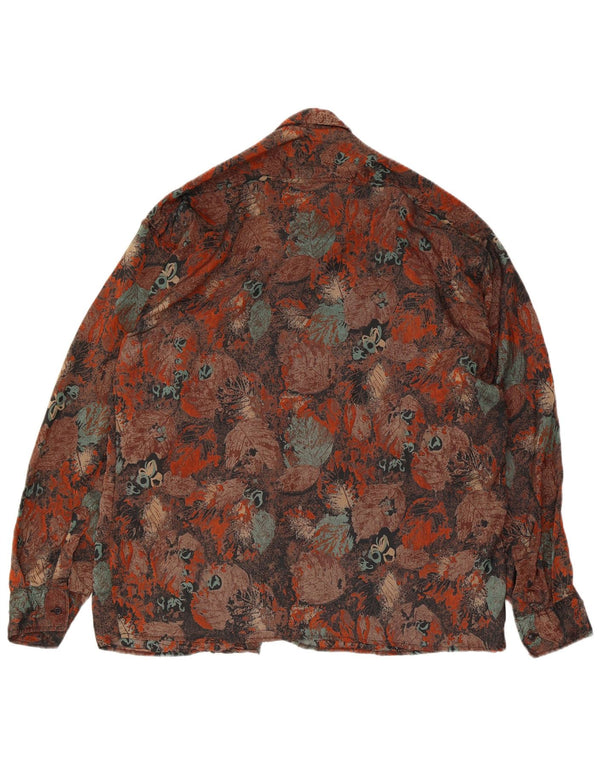 Alia Mens Abstract Pattern Regular Fit Shirt Large Brown
