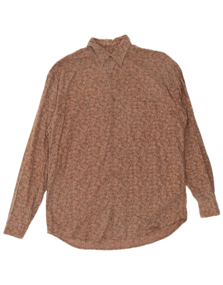 Wampum Mens Shirt Medium Brown Floral