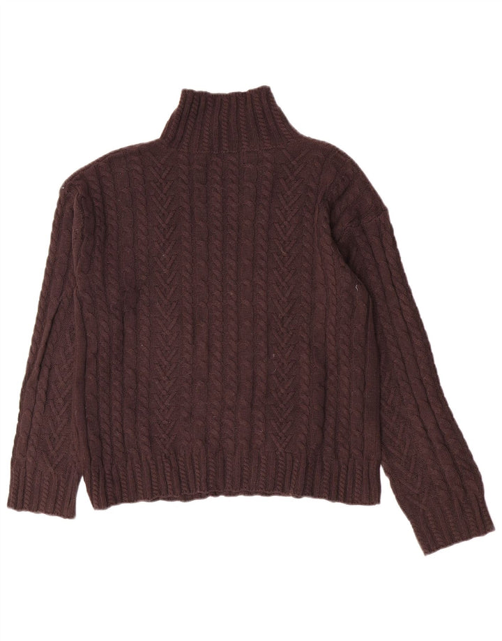 Marks & Spencer Womens Oversized Turtle Neck Jumper Sweater UK 6 XS Brown