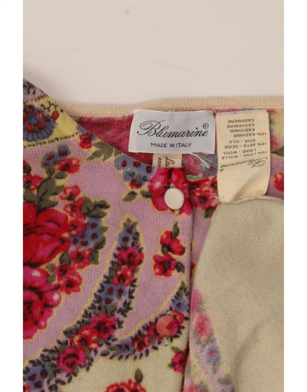 Blumarine Womens Cardigan Sweater IT 46 Large Multicoloured Floral Wool