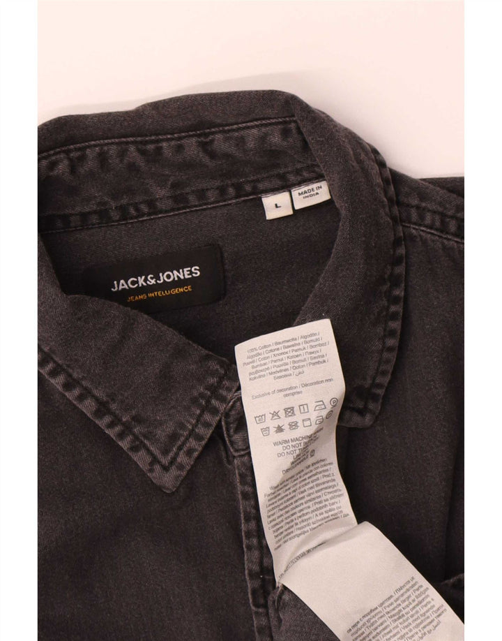 Jack & Jones Mens Denim Shirt Large Grey Cotton