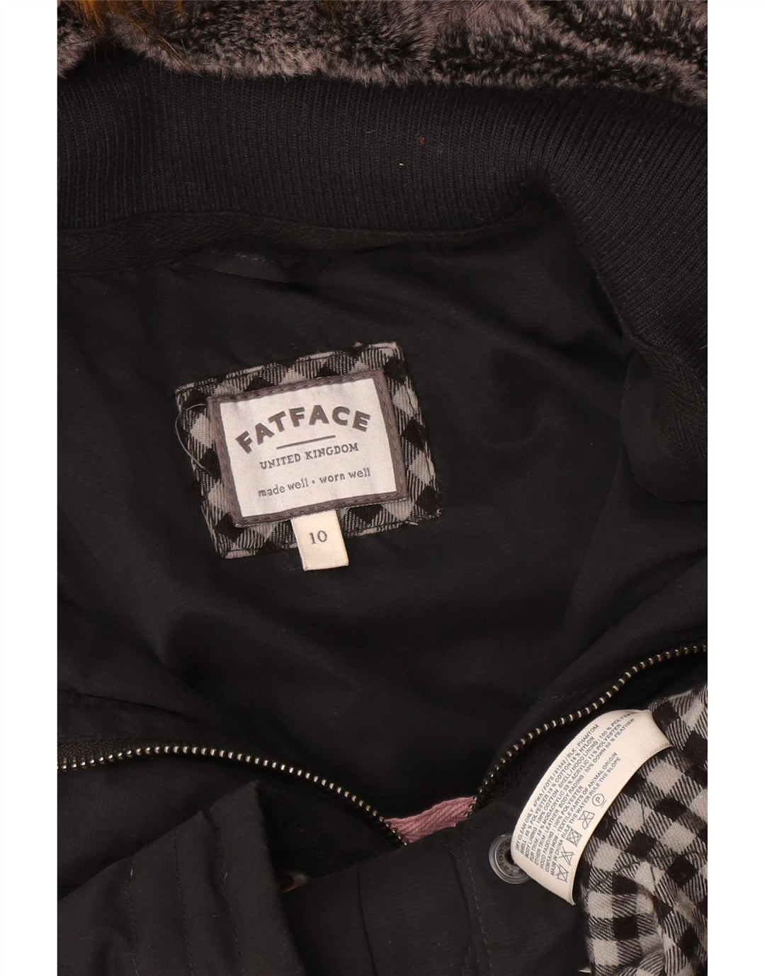 Fat Face Womens Hooded Padded Coat UK 10 Small Black Polyester