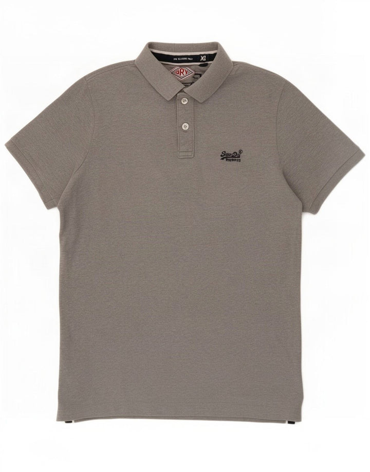 Superdry Mens Polo Shirt XL Grey Cotton