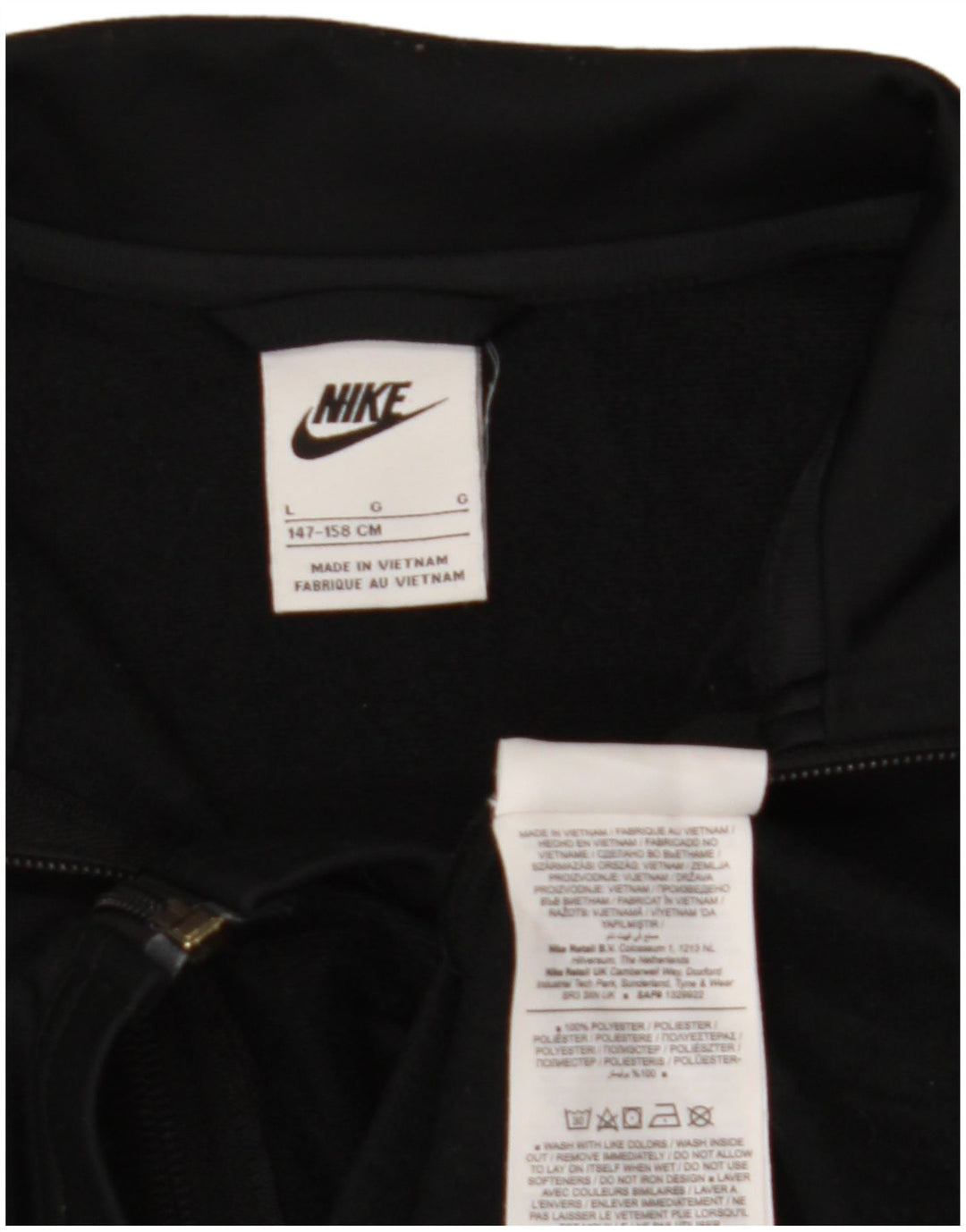 NIKE Girls Tracksuit Top Jacket 12-13 Years Large Black Polyester