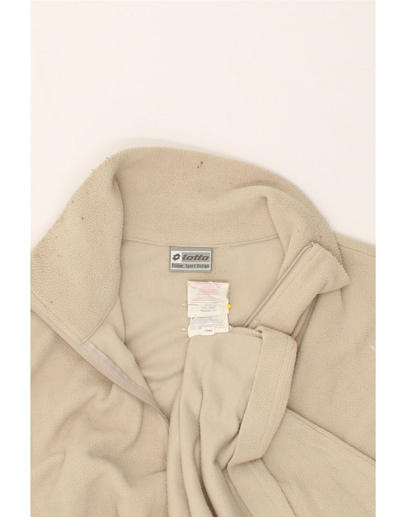 LOTTO Mens Zip Neck Fleece Jumper UK 42/44 Large Beige Polyester | Vintage Lotto | Thrift | Second-Hand Lotto | Used Clothing | Messina Hembry 