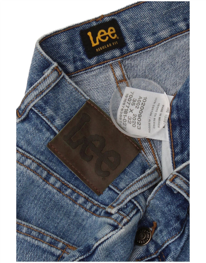 LEE Mens Regular Fit Straight Jeans W35 L32 Blue Cotton