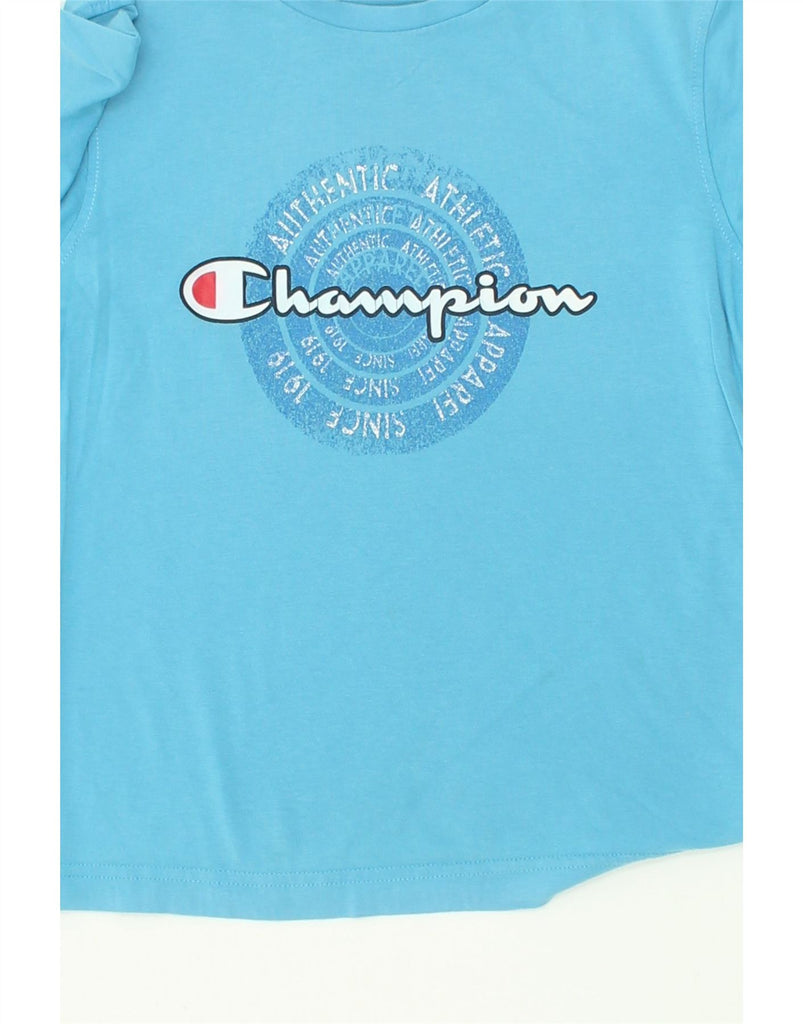 CHAMPION Boys Graphic T-Shirt Top 7-8 Years Small Blue | Vintage Champion | Thrift | Second-Hand Champion | Used Clothing | Messina Hembry 