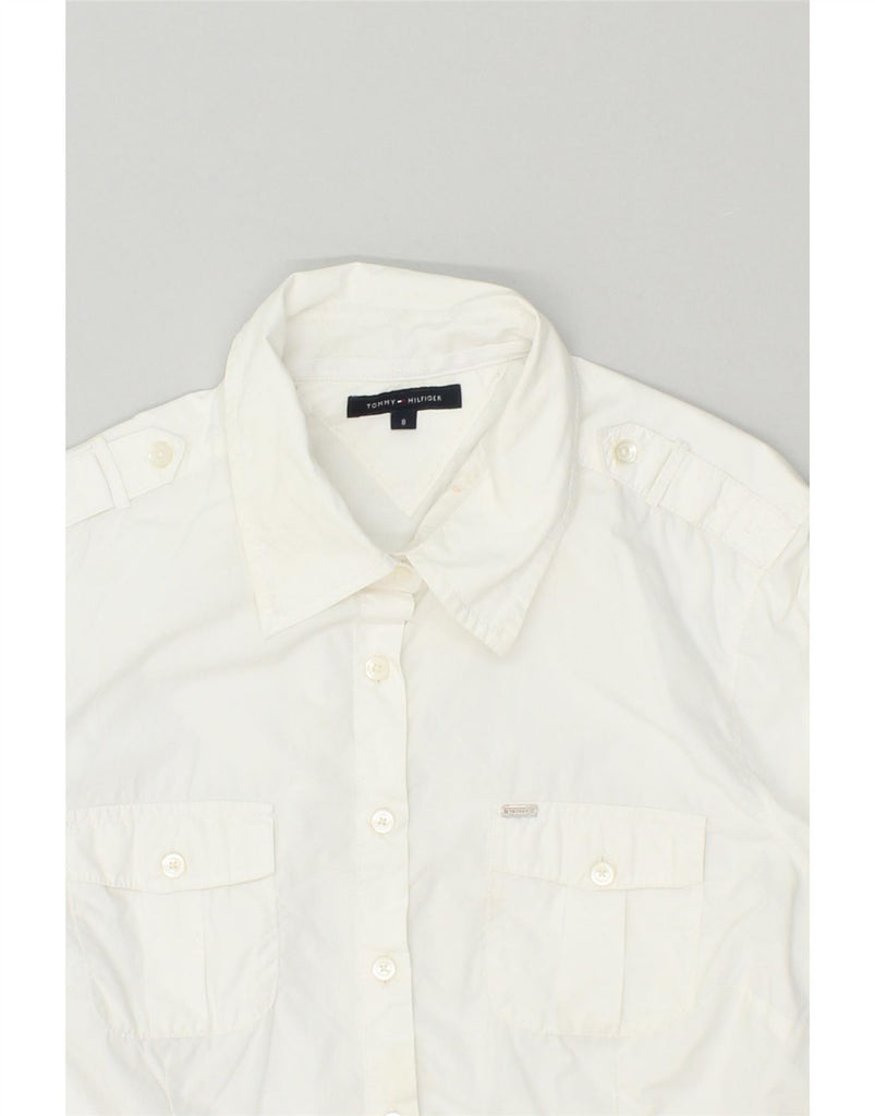 TOMMY HILFIGER Womens Military Shirt UK 8 Small White Cotton Vintage Tommy Hilfiger and Second-Hand Tommy Hilfiger from Messina Hembry 