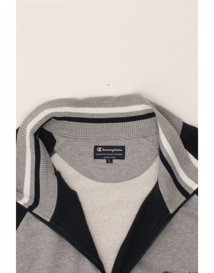 CHAMPION Mens Tracksuit Top Jacket Large Grey Colourblock Vintage Champion and Second-Hand Champion from Messina Hembry 