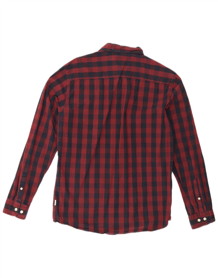 Jack & Jones Mens Shirt Medium Burgundy Gingham