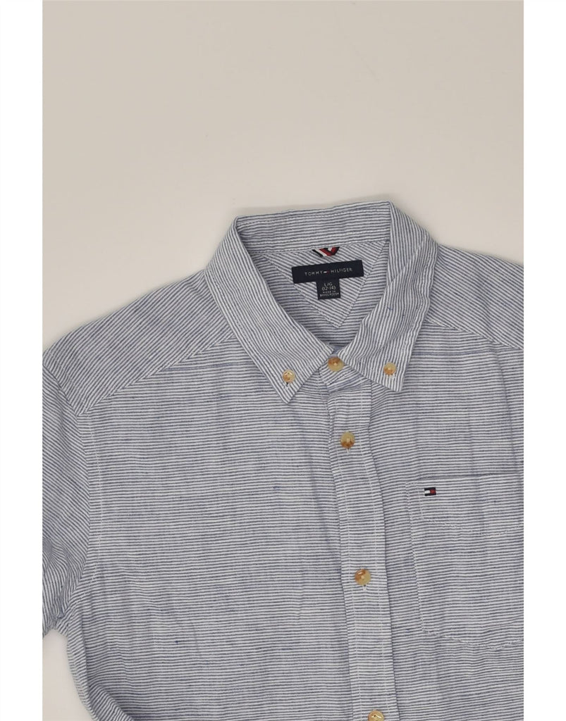 TOMMY HILFIGER Boys Shirt 12-13 Years Large Blue Pinstripe Cotton | Vintage Tommy Hilfiger | Thrift | Second-Hand Tommy Hilfiger | Used Clothing | Messina Hembry 