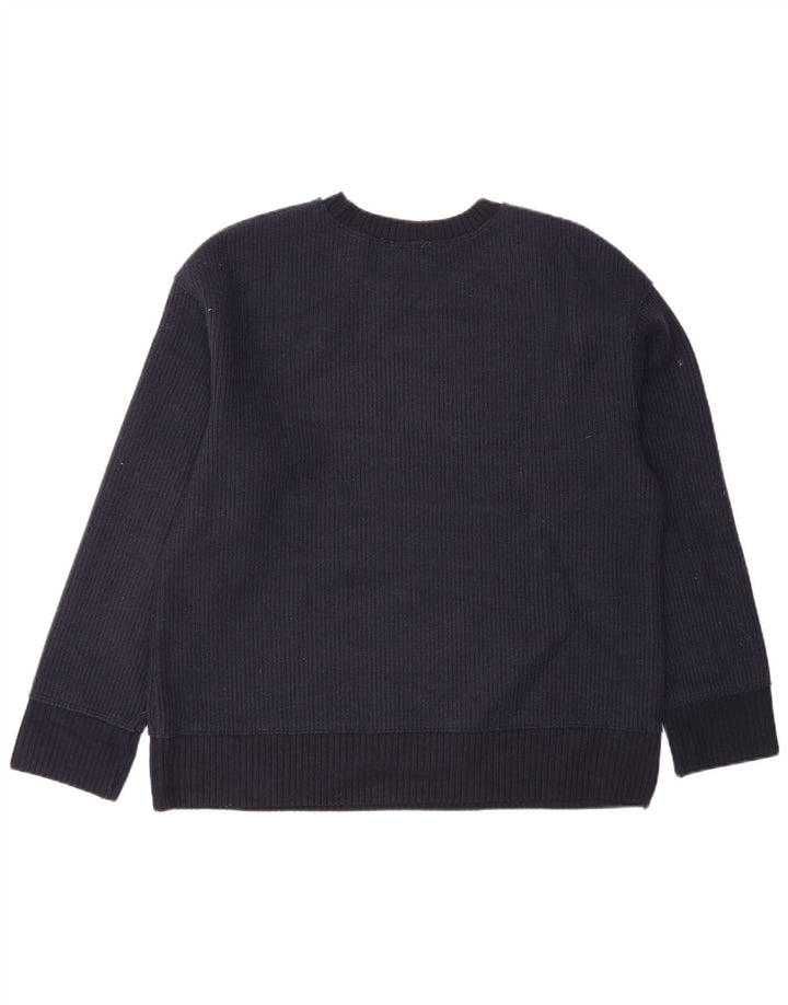 Zara Mens Crew Neck Jumper Sweater Small Navy Blue Viscose