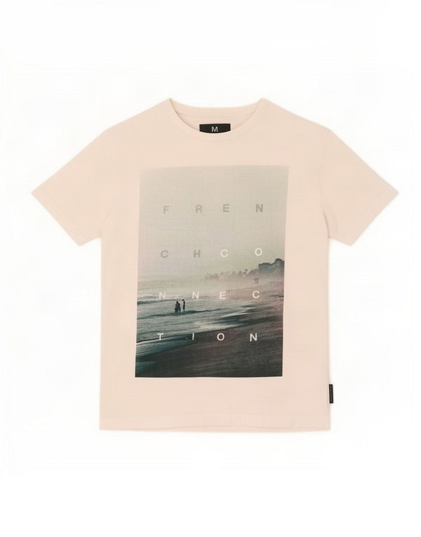 French Connection Mens Graphic T-Shirt Top XL White Cotton