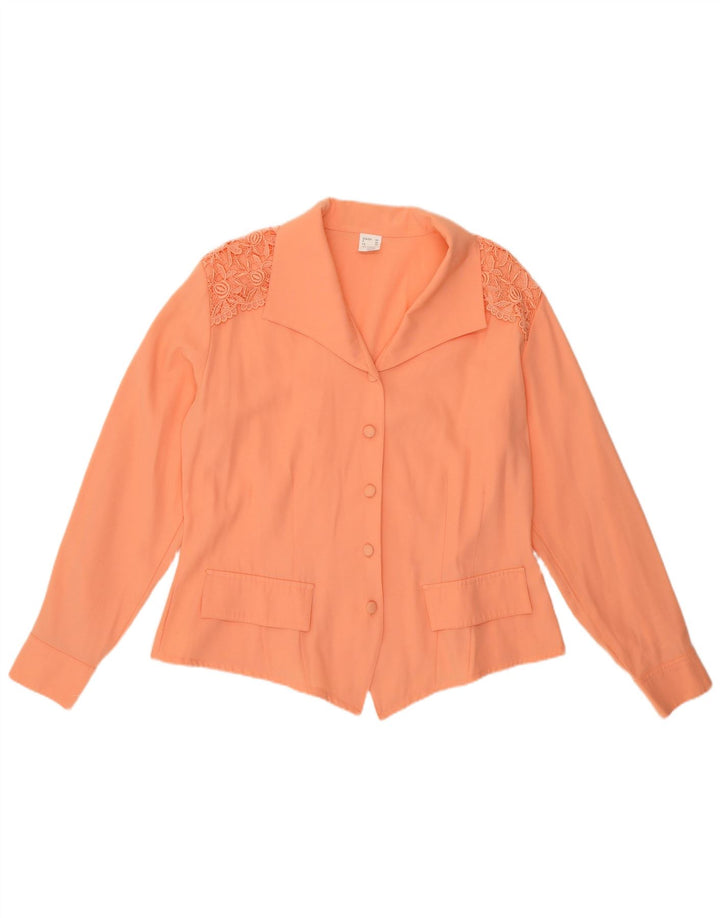 VINTAGE Womens Shirt Blouse IT 48 XL Orange Viscose