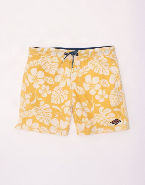 Bear Boys Swimming Shorts 9-10 Years Yellow Floral Nylon